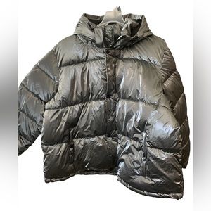 🔥🔥New Metallic Gray Puffer Coat with Hood for Women from BCBG Paris ⭐️last one